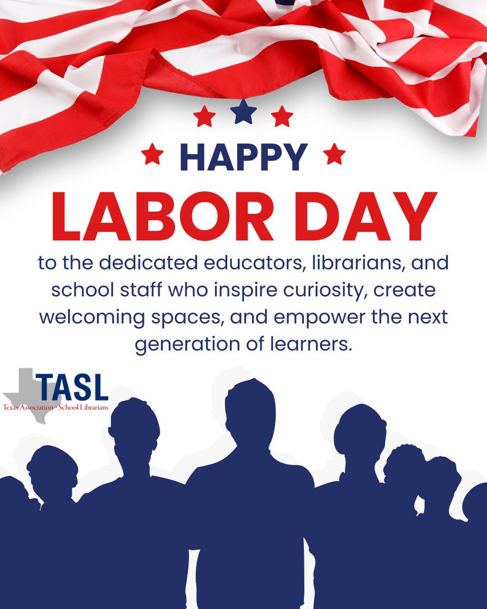 TxASL's tweet photo. Happy #LaborDay! πΊπΈ Today we celebrate the dedication of educators, librarians, and school staff who inspire learning every day. Thank you, Texas school librarians, for all you do. We hope you're enjoying a well-deserved day of rest! β€οΈπ #TxASL #SchoolLibrarians #LibraryLove https://t.co/dkIOBfYMs1