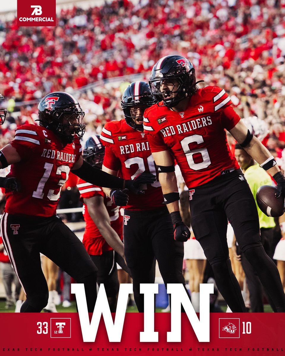 TexasTechFB's tweet photo. Season opener ✔️

#WreckEm | @7BCommercial https://t.co/9QJVxyrf6H