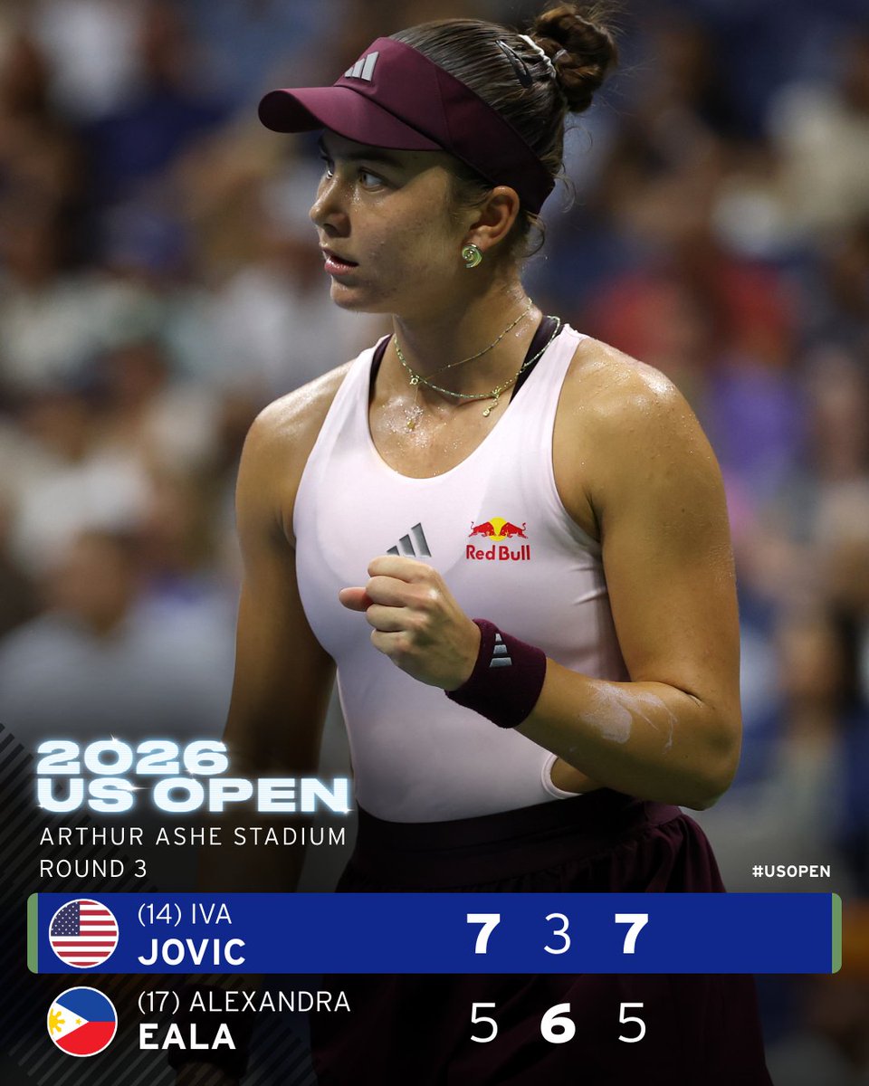 usopen's tweet photo. Welcome to Round 4, Iva Jovic! https://t.co/HP1hwxyD8i
