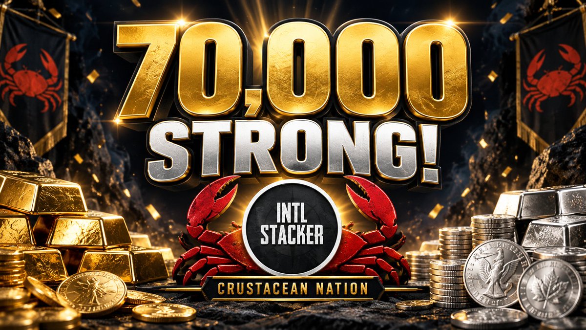IntlStacker's tweet photo. 🚨WE DID IT—70,000 YOUTUBE SUBSCRIBERS! 🦀🎉

This isn’t my milestone—it belongs to the entire Crustacean Nation!

Thank you to everyone who has watched a video, joined a livestream, shared a post, smashed the like button or supported this crazy stacking journey in any way!

From hunting treasure & exploring coin shows to covering breaking gold & silver news—none of this would be possible without YOU!

We Stack. We Hold. We Think in Years, Not Days.

Next stop: 100,000! 🥈🥇🚀

🦀Crustacean Nation: How long have you been part of the channel—& which video or livestream brought you here?

👉Thank you all. Stay stacked!
*Not financial advice. Stay Stacked!