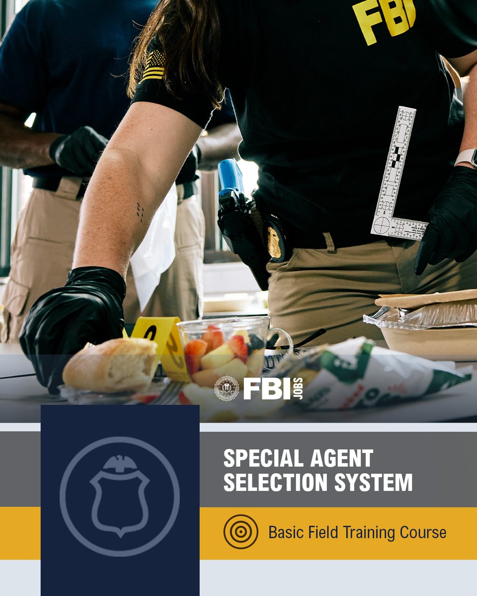 FBIJobs's tweet photo. 18 weeks. One goal: Be ready for the field. #SpecialAgent trainees complete the Basic Field #Training Course to develop the skills and discipline needed for the job. Set yourself apart. Apply today. #FBIJobs https://t.co/WH2Q5RfKOl https://t.co/0QERLE4XmW