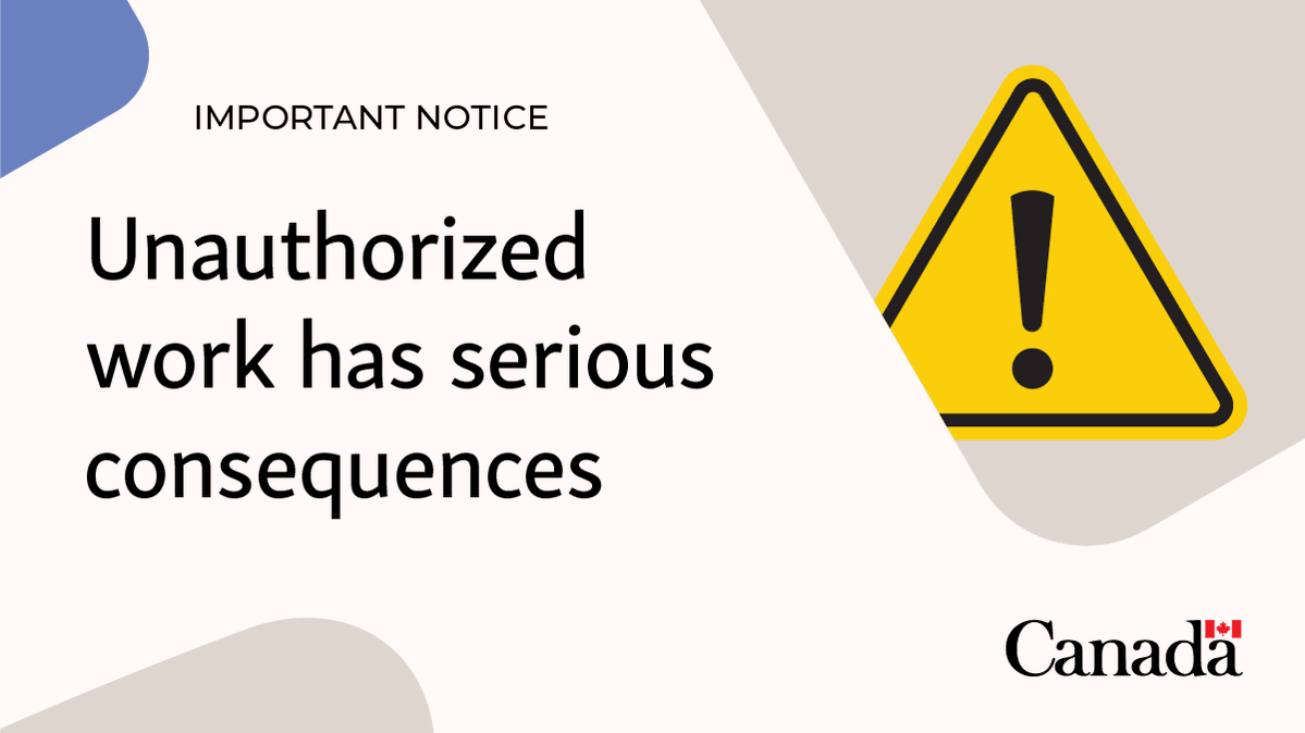 CitImmCanada's tweet photo. ⚠️ Visitors, workers and students in Canada: It is illegal to work in Canada without authorization. In most cases, you need a valid work permit.

Learn why it’s important to follow the rules for working in Canada: https://t.co/0fbiHh2v1C https://t.co/JsnlyiLxa9