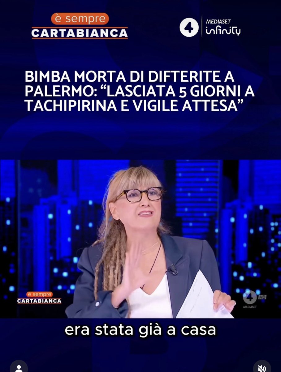 ProfMBassetti's tweet photo. Quello andato in onda a “È sempre CartaBianca”, il programma condotto da Bianca #Berlinguer sulla bambina morta di difterite è, a mio avviso, uno dei punti più bassi e di maggiore disinformazione vista in televisione negli ultimi anni. 
Su vaccini, medici e salute pubblica non si può trasformare un dramma umano in un’occasione per diffondere messaggi fuorvianti, alimentare sfiducia nella medicina o mettere sullo stesso piano opinioni e dati scientifici. La Signora Regoli non è nuova a questo genere di attacchi alla scienza e al mondo medico. 
Quando si parla della salute dei bambini, la responsabilità editoriale viene prima dello spettacolo e degli ascolti.
Mi auguro che Pier Silvio Berlusconi, che e’ da sempre dalla parte della scienza e dei sanitari, voglia prendere una posizione chiara. #Mediaset non può diventare un megafono per la cattiva informazione su temi così delicati.
La libertà di parola è sacrosanta. La disinformazione sanitaria, soprattutto quando riguarda i bambini, è un’altra cosa.