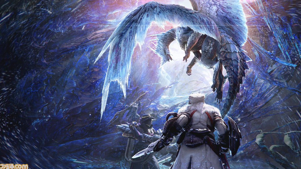 famitsu's tweet photo. 【今日は何の日？】
2019年9月6日『モンスターハンターワールド：アイスボーン』が発売。今年で7周年
https://t.co/yzbNdC1e1B

『モンハン：ワールド』のエンディング後から始まる物語。��去作からの人気モンスター大量復活に大盛り上がり。マスターランクやクラッチクローなど新要素も多数。 https://t.co/ekOZZ2feEM