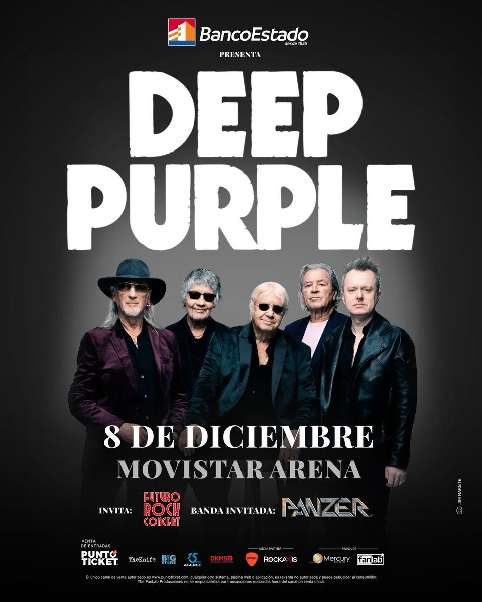 rockaxisoficial's tweet photo. 🎸 @_DeepPurple regresará a Chile el 8 de diciembre para presentarse en el Movistar Arena, en una nueva visita que celebrará su extensa trayectoria y presentará parte de su reciente material.

La jornada tendrá presencia nacional con @Panzer_Chile , quienes serán los encargados de abrir el espectáculo ante una de las bandas fundamentales del rock británico.

Revisa todos los detalles del concierto y las últimas entradas disponibles en nuestra web 👉 https://t.co/pQ6gDIUBa4

🎟️ @puntoticket

@TheFanLabCL

¿Qué canción de Panzer te gustaría escuchar antes de Deep Purple?