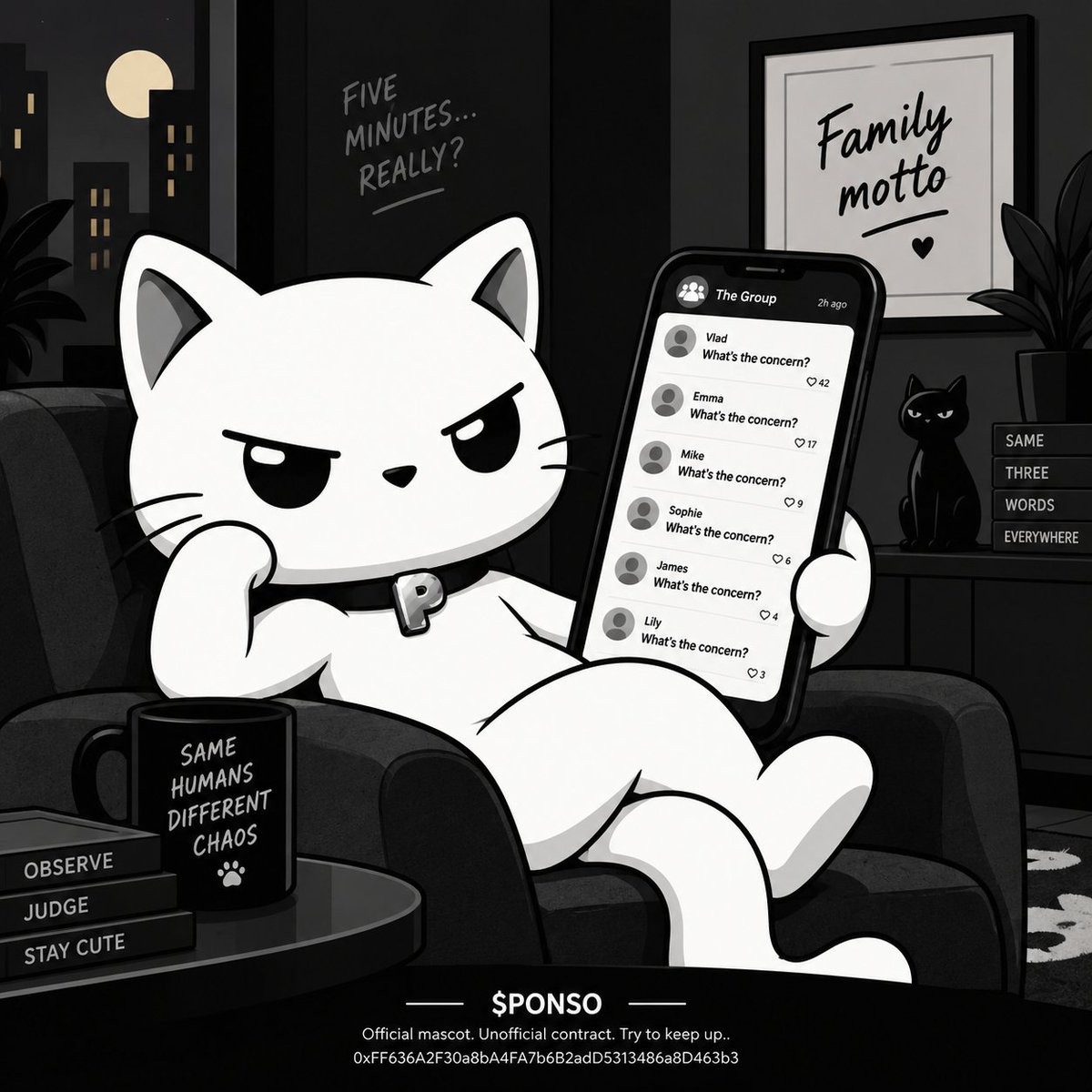 PonsoOnRH's tweet photo. @ponsdotfamily Vlad gives you three words and suddenly it’s the family motto. I leave humans unsupervised for five minutes..

$PONSO
Official mascot. Unofficial contract. Try to keep up..
0xFF636A2F30a8bA4FA7b6B2adD5313486a8D463b3 https://t.co/P0y2q6dpEF