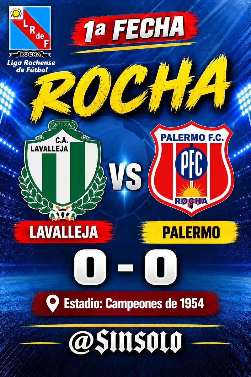 Sinsolo's tweet photo. #Rocha 🌴🌴
El clasico rochense se disputó esta tarde en la primera fecha del torneo local.
Con mas de 700 espectadores Lavalleja y Palermo no se superaron empatando 0 a 0.
Doble jornada sin goles en el Csmpeines de 1954.
Mañana se cierra la 1a jornada con Peñarol y Colón en el Mario Sobrero y River Plate con Plaza Congreso en el escenario del "Decano".