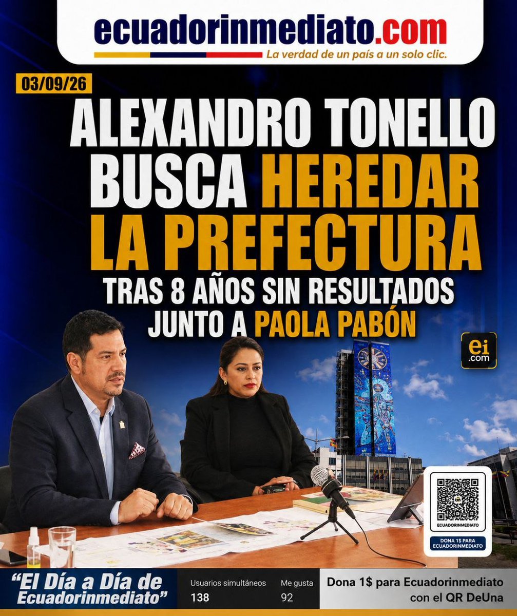 ElMundoDMajo's tweet photo. Alexandro Tonello, tu alianza con Paola Pabon solo ha traído estancamiento. ¡Pichincha vencerá al correísmo! @PichinchaGob https://t.co/qjtK2QaIgL