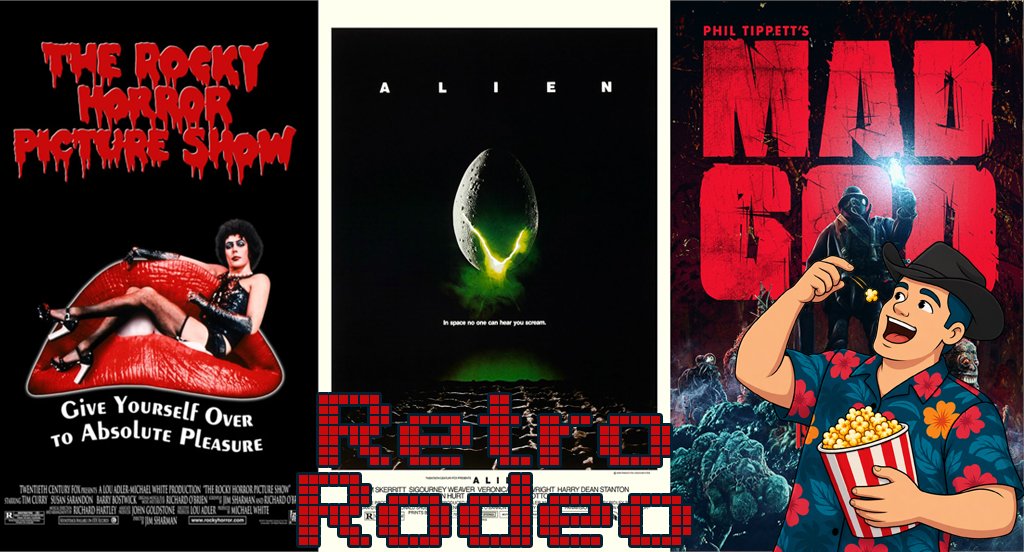 Retro_Rodeo's tweet photo. Howdy Folks! Instead of the usual Saturday theme stream, we are doing a triple feature of films tonight! Rocky Horror Picture Show, Alien then finally Mad God. Join us at 5pm MST! https://t.co/GbWI11hX8q

#MovieNight #VoiceActor #GameDesigner #Twitch  #Spooktember https://t.co/UdCUoDCJQE