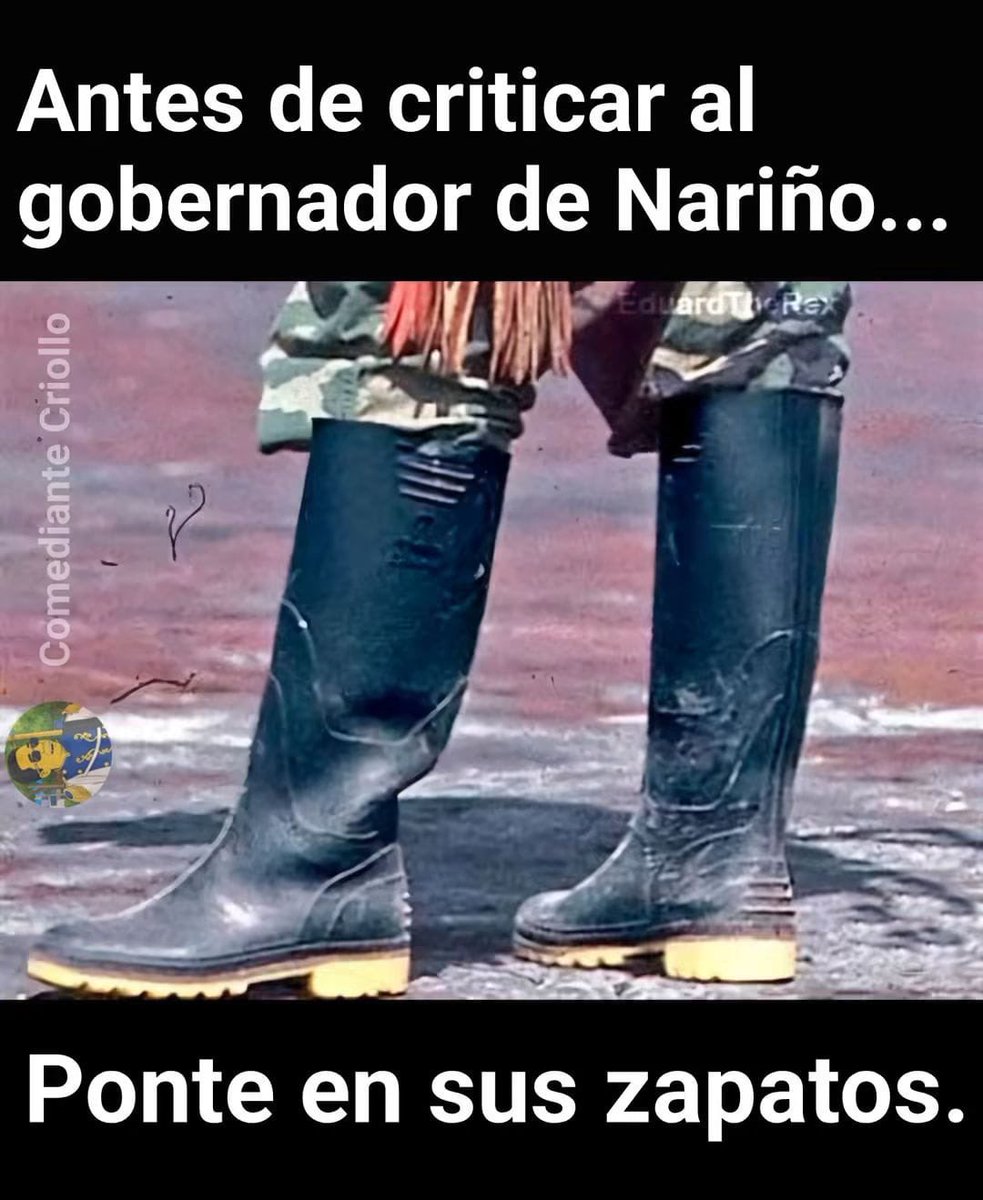 josueartex's tweet photo. Pilas: antes de criticar al gobernador de Nariño, pónganse en sus zapatos.

😂 no sean así 😂 https://t.co/OfQky2DMXP