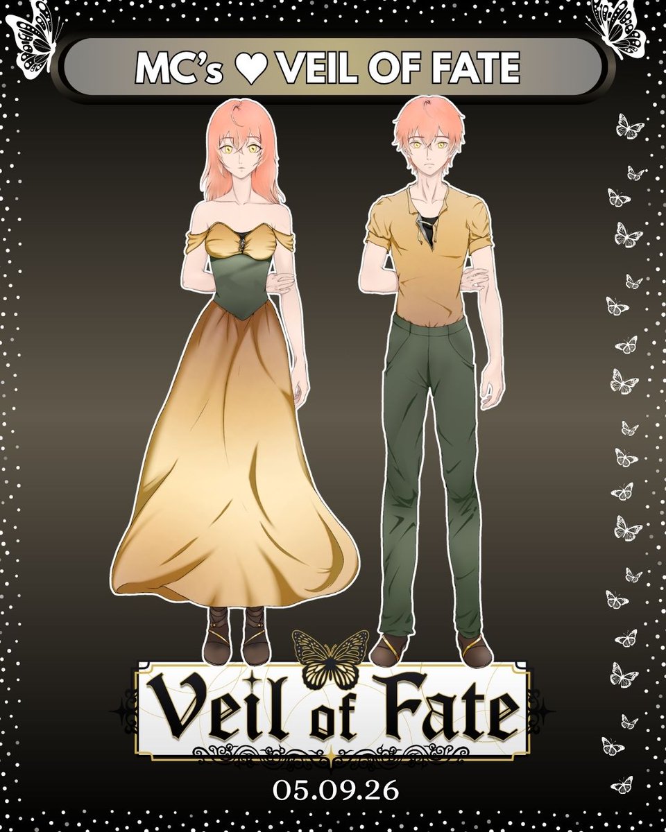 Meybindev's tweet photo. Main character, female and male versions!! (and a few outfit variations throughout the story :3)

#veiloffate #vof #indiedev #indiegame #characterdesign #artprogress #vnart #fantasygame #indiegames #visualnovel #vn #maincharacter #otomegame #amaregame https://t.co/29uxTQgZjO