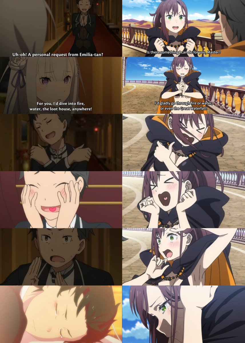 ai21_react19's tweet photo. Big fan of how Subaru and Shaula share a striking tendency to rely on dramatic exaggerated gestures and same exact lines as a way to mask their worries, sadness and present the best version of themselves to people around them before breaking down. 

Like master like servant ☹️❤️‍🩹 https://t.co/Ljpvy8KCnx