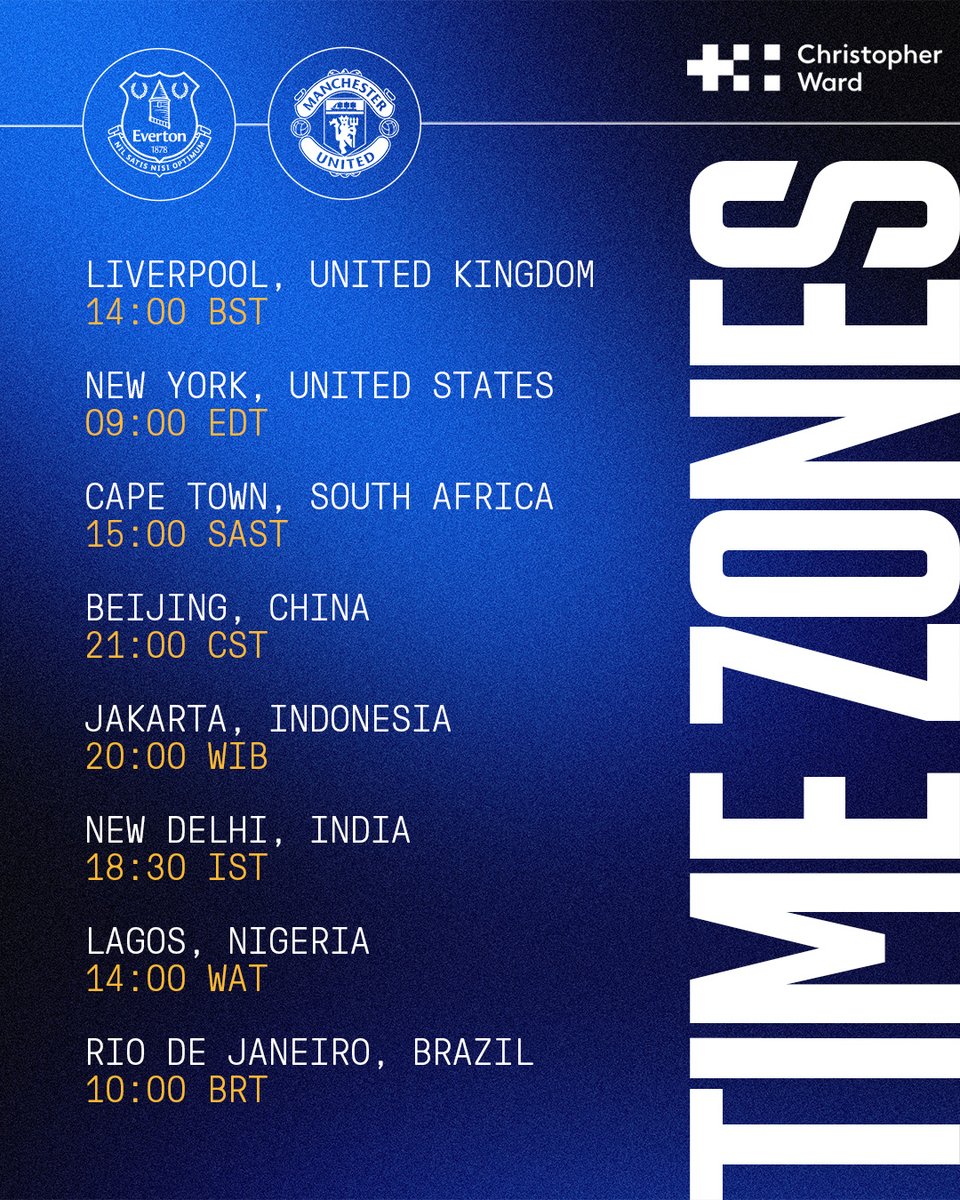 Everton's tweet photo. Where are you following #EVEMUN from today, Blues? 🌍

⌚️ @ChrisWardLondon https://t.co/tw4XCBSzbA