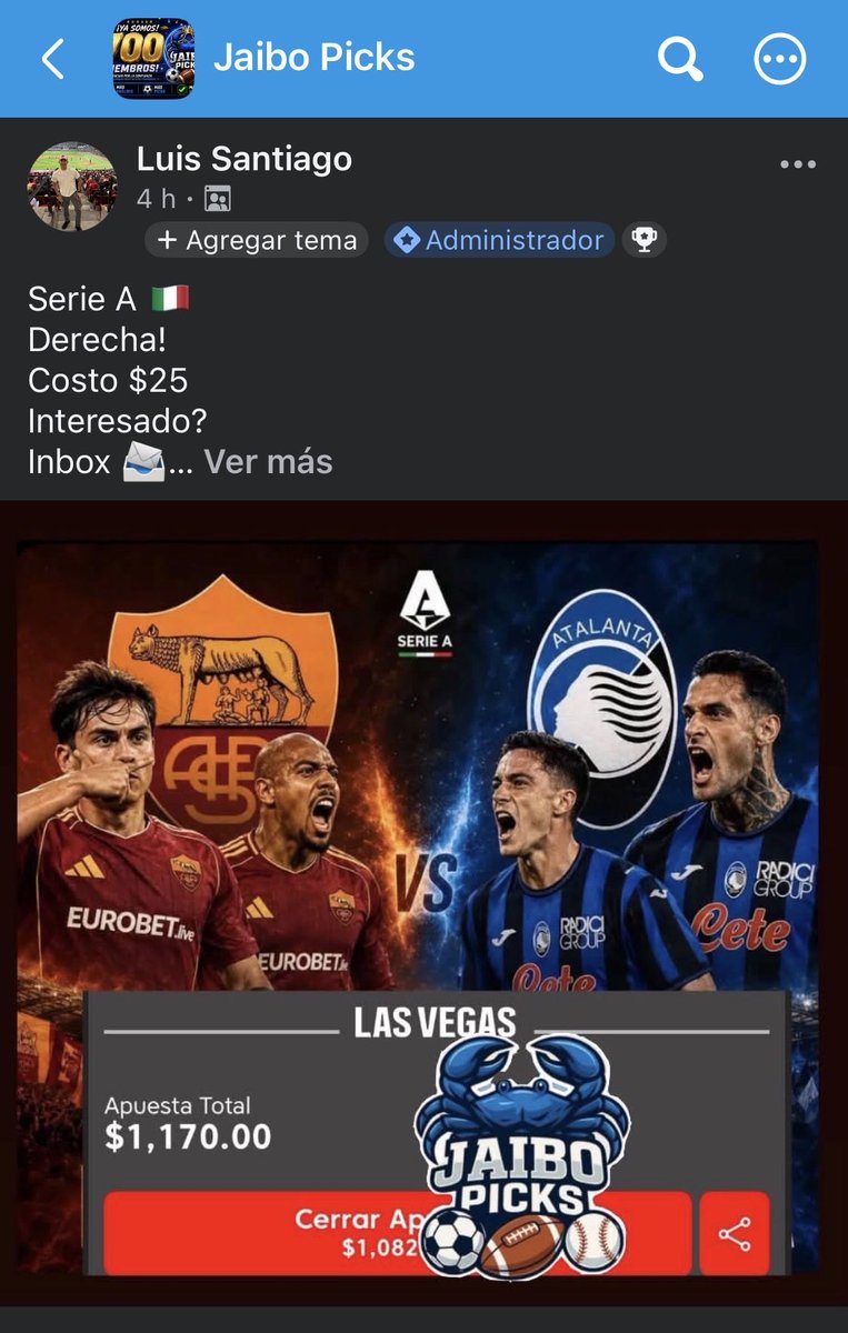 JSanti1021's tweet photo. Claro que si $2000 ✅ #seriea #roma #picks https://t.co/a9FcerCe40