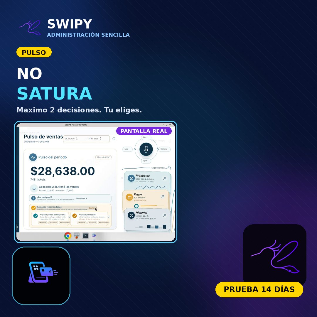 Swipy_app's tweet photo. PULSO QUE NO SATURA

Maximo 2 decisiones. Tu eliges.

Pantalla real. Prueba gratis 14 días. https://t.co/DGRrAgCsOk