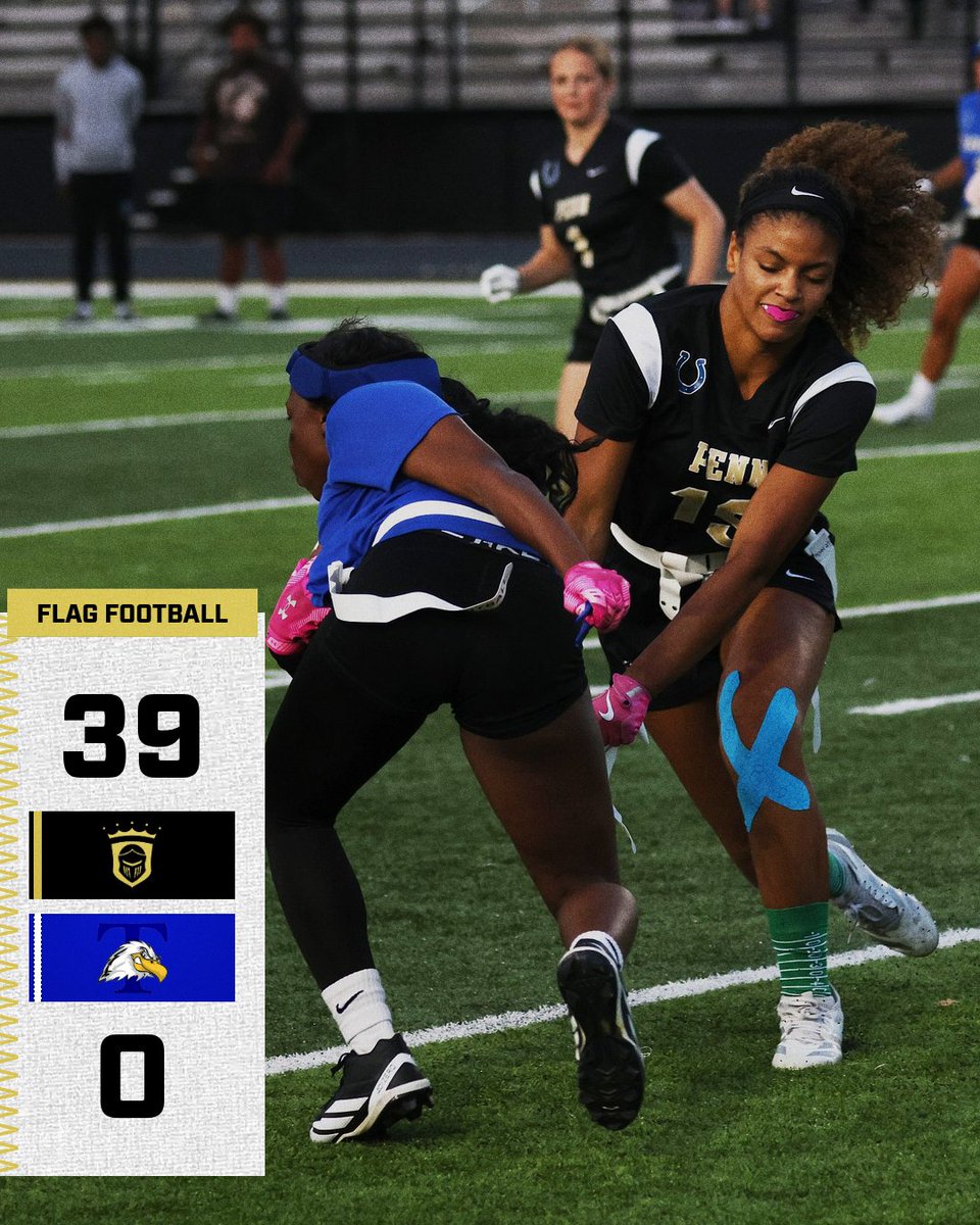 The_Pennant's tweet photo. FLAG FOOTBALL: Penn 39, Taft (Ill.) 0. Final.

🏈Quinn Driscoll 5 Passing TD 1 Rushing TD 
🏈Kennedy Lundquist Rec TD
🏈Lexi Werner Rec TD
🏈Makenzie Juszcak Rec TD
🏈Kaiya Garringer 2 Rec TD
🏈Liv Dawson 2 INT https://t.co/Pf3sM8gqSL