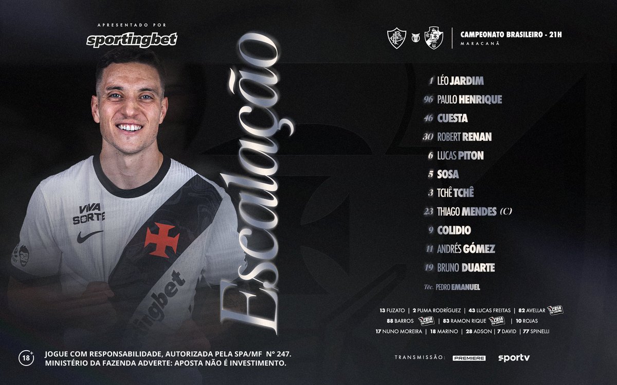 VascodaGama's tweet photo. 📋 O VASCO DA GAMA ESTÁ ESCALADO POR PEDRO EMANUEL PARA O CLÁSSICO COM O FLUMINENSE! 💢

#FluxVAS
#EscalaçãoVasco
#VascoDaGama https://t.co/BnxhydKrIt