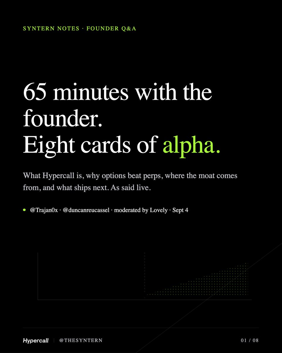 TheSyntern's tweet photo. Sat through 65 minutes of @Trajan0x and @duncanreucassel talking about Hypercall so you don't have to. Eight cards. The moat one is the one to read. 

@SynapseProtocol @HyperliquidX @HYPERDailyTK 

(1/2) https://t.co/wr6gqTuFz3