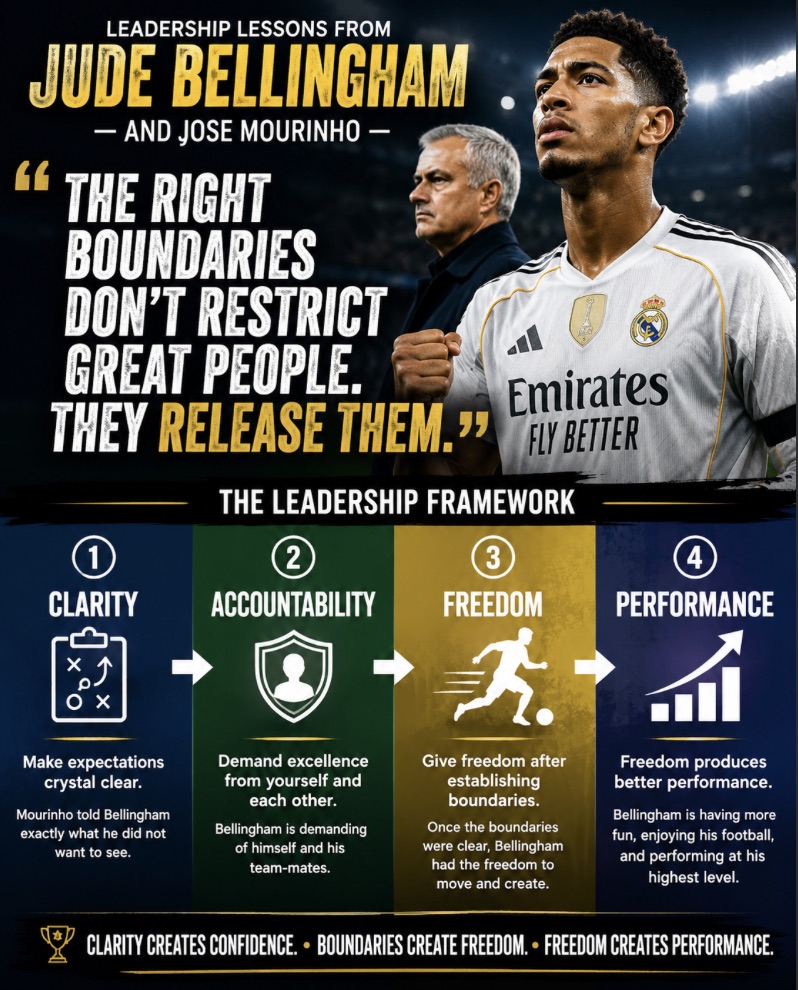 BrianKDodd's tweet photo. The Paradox of Leadership: 4 Reasons Boundaries Create Freedom https://t.co/kietOpWdxg The relationship b/n Real Madrid's Jude Bellingham and manager Jose Mourinho has much to teach us about unleashing talented people. https://t.co/p3lxR6XcTN