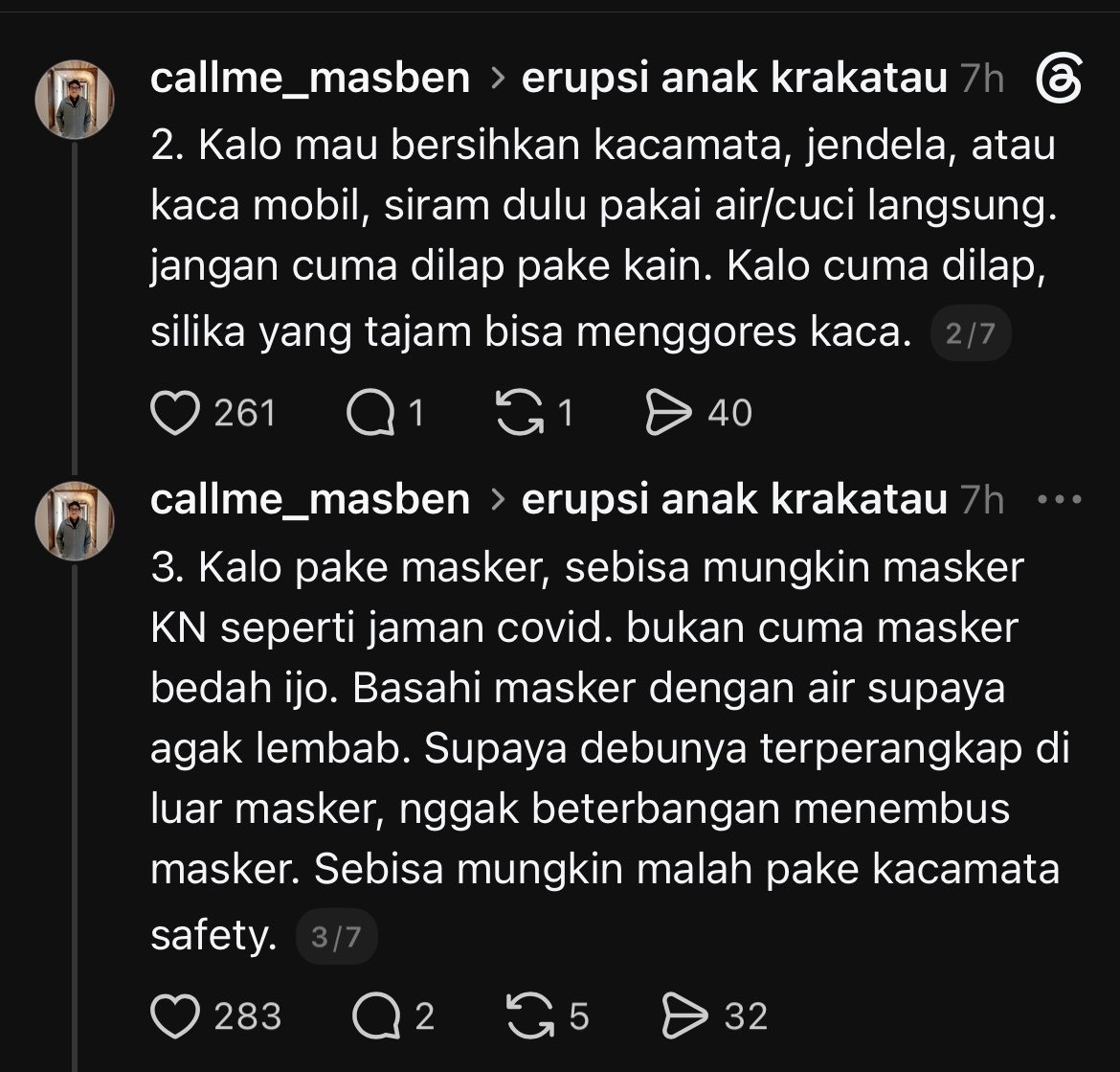 KulineRain's tweet photo. ‼️INFO PENTING SEMOGA BERMANFAAT DARI TEMEN-TEMEN YG PERNAH TERDAMPAK ABU VULKANIK JOGJA ‼️

Material abu vulkanik itu mengandung silika, unsur yang sama untuk pembuatan kaca dan semen. Perlakuannya beda dengan ketika kita berurusan dengan debu jalanan.

Ada 7 tips yg bisa kalian lakukan: