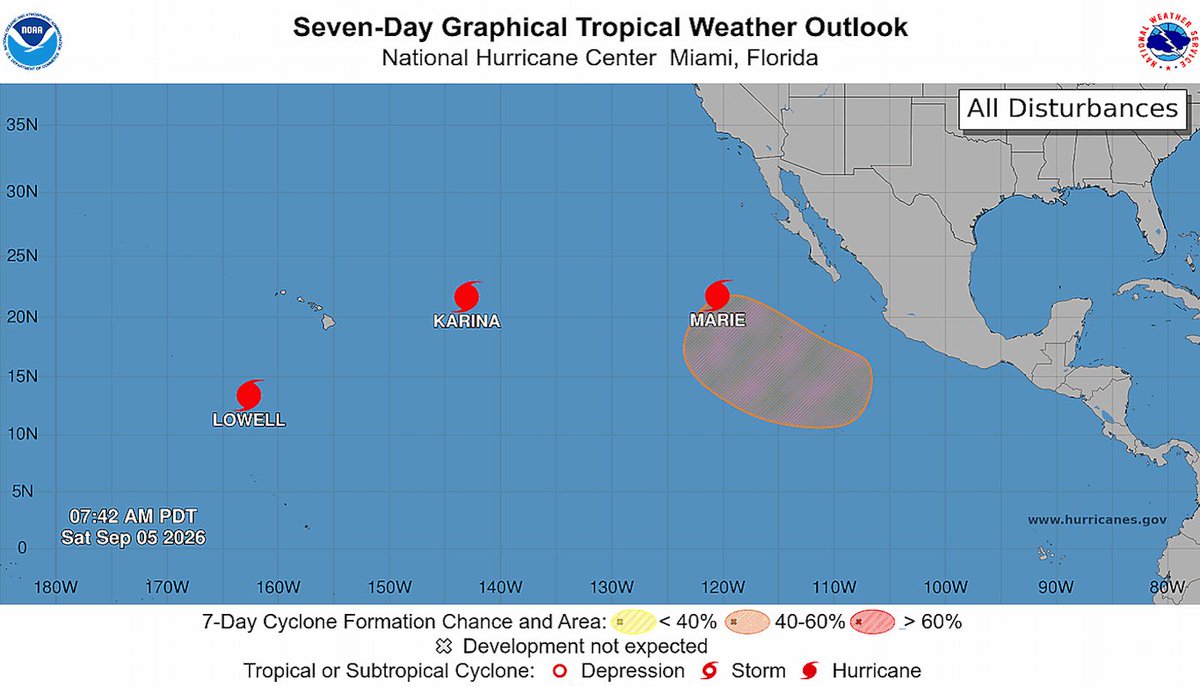 meteoredmx's tweet photo. 🔥🙀 ¡Inédito en el Pacífico 🌎! #ElNiño impulsa un trío de #Huracanes activos al mismo tiempo 🌀🌊

Entérate con Úrsula Pamela García aquí ⏬  🔗 https://t.co/DWkucoYSAF https://t.co/SEVvQleT1Y