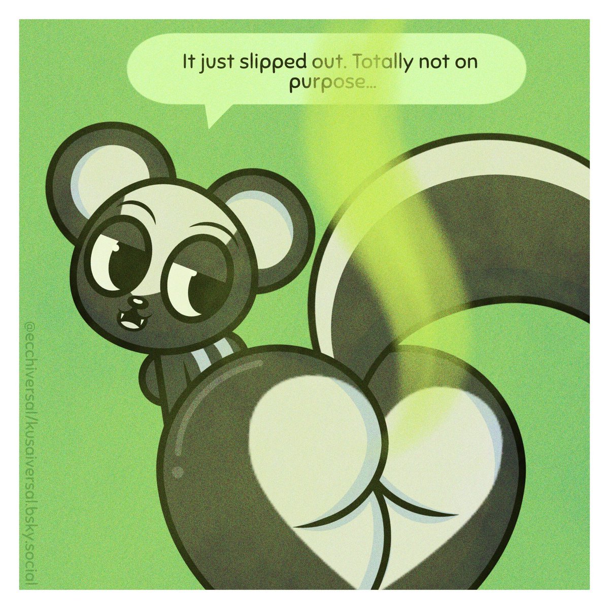 kusaiversalnsfw's tweet photo. (REPOST) Sheila has supernatural control over her gas and spray, which can only mean that it was on purpose.

#fart #fartart #fartfetish #eproctophilia #furryfarts #skunktember https://t.co/vnzMcvTOrR
