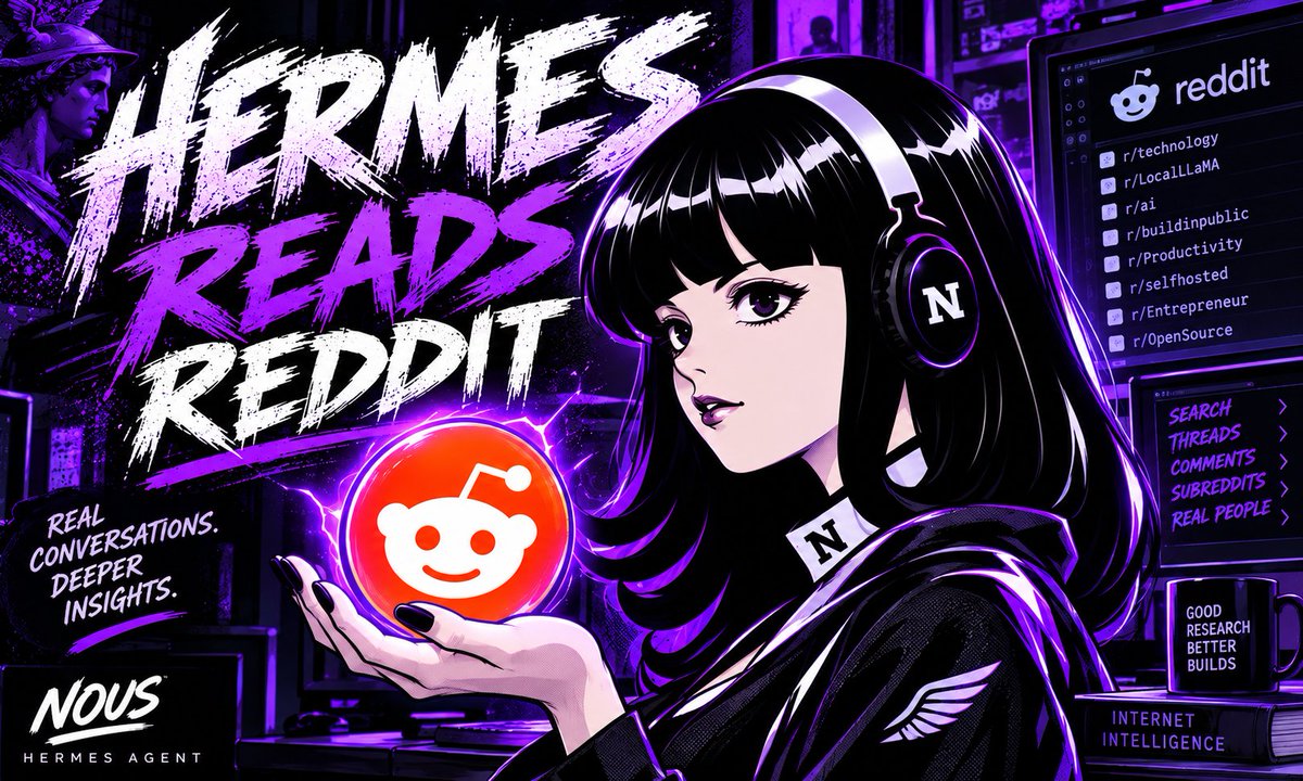 tonysimons_'s tweet photo. 🤩 This is sneaky useful.

Hermes Agent just added a Reddit research skill that can work WITHOUT:

a Reddit account
a login
cookies
or an API key
Plus a new zero-install RSS skill that can discover feeds from a normal webpage and read RSS, Atom + JSON Feed.

Then Hermes can fold those into bigger multi-platform research sweeps alongside web, X, video and code.
One prompt.

A LOT more of the internet.

This is absolutely going into my research workflow. 💯