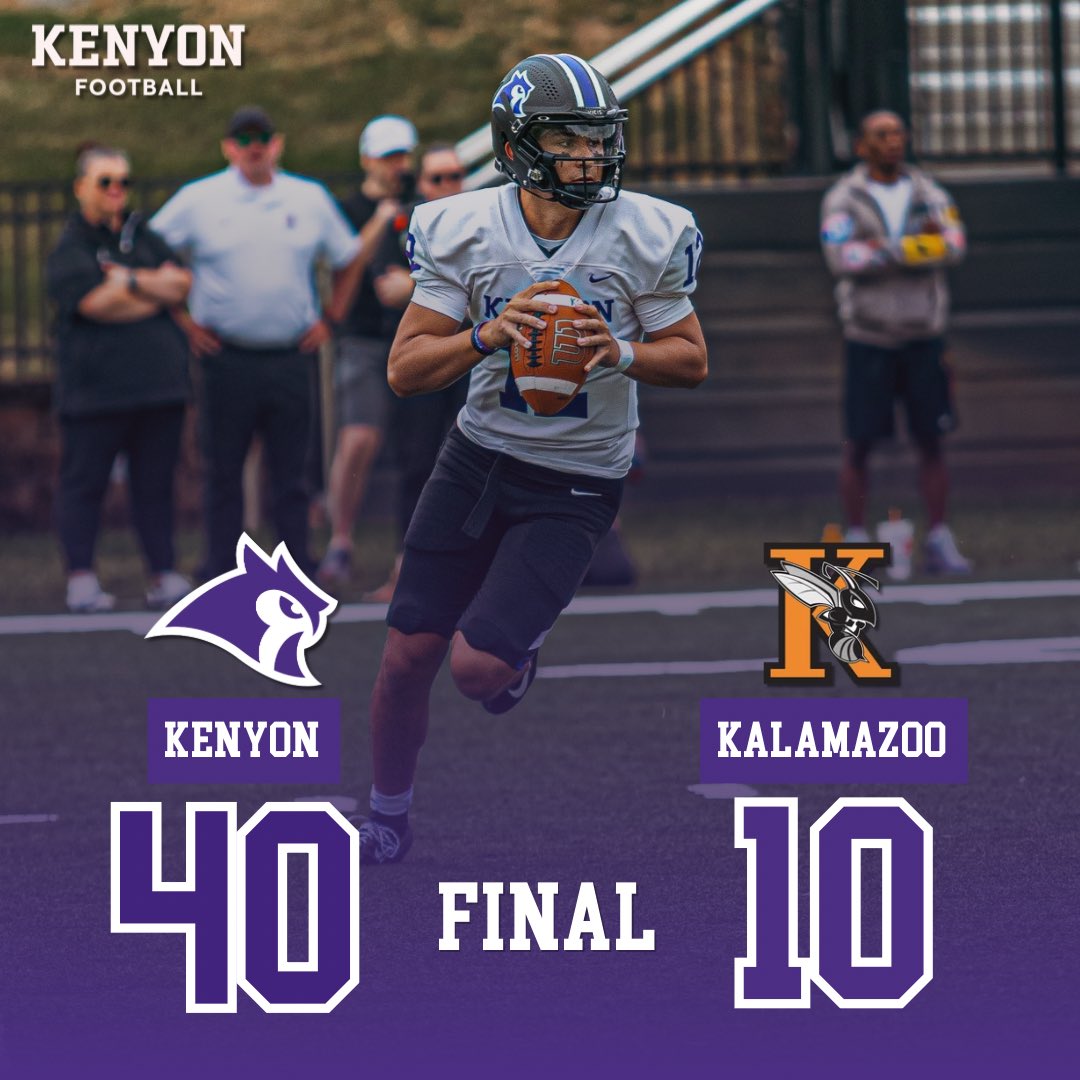 KenyonFootball's tweet photo. Won and 0! 🦉

#TakeFLIGHT #GoOwls https://t.co/ZdjkxM54za