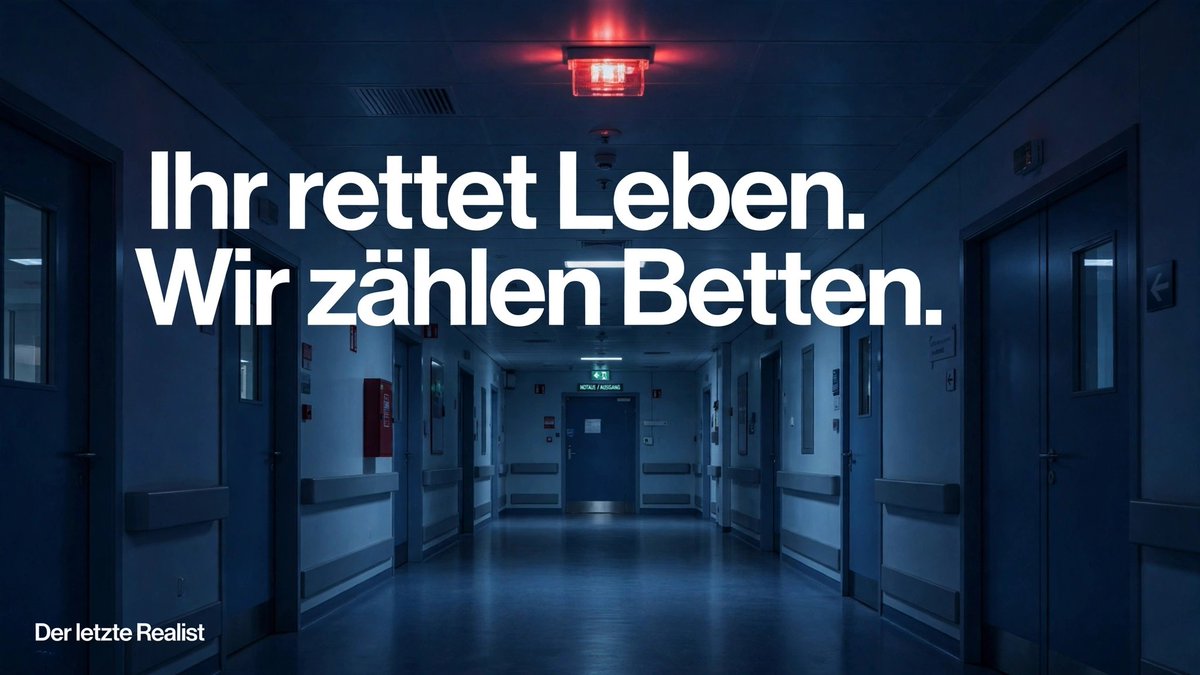 letzteRealist's tweet photo. Ihr rettet Leben. Wir zählen Betten.

Dokumentieren statt operieren. Abrechnen statt heilen.

Ein System das seine Besten verheizt, wird selbst krank.

Wann stellen wir Mensch wieder vor Excel?

#Medizin #Systemfehler #Realität https://t.co/81Wawez0KH