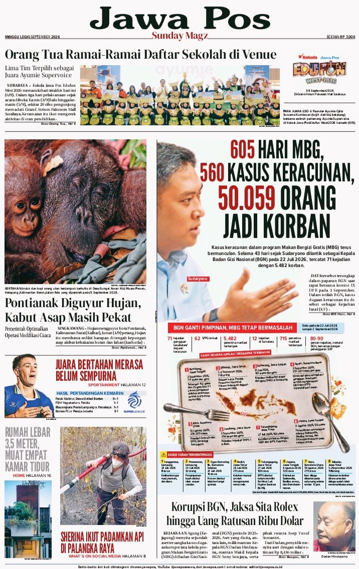 AlionelMessi_'s tweet photo. 605 Hari MBG, 560 Kasus Keracunan, 50.059 Orang Jadi Korban. 

#MBG
#JawaPos https://t.co/PsOfihuD4f