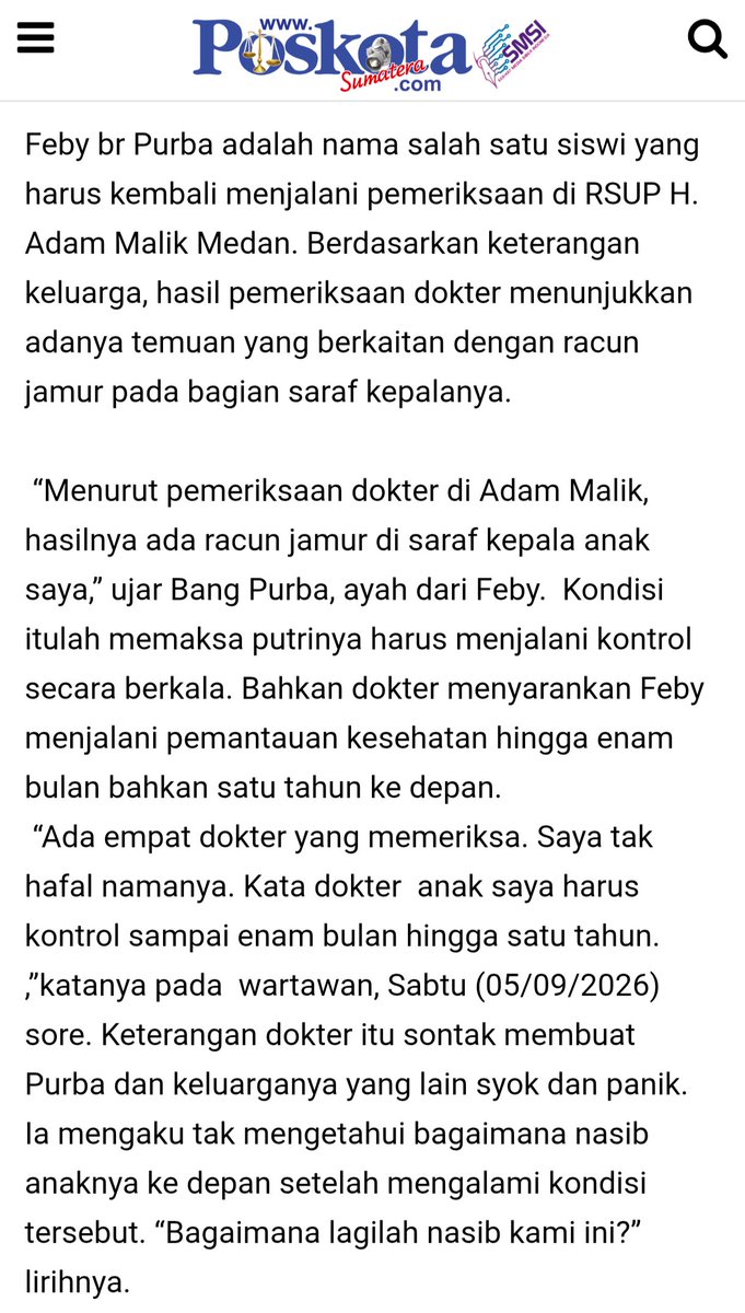 Leobebbe's tweet photo. Yang bikin lebih parah adalah. Anak2 korban MBG ini ada yang hilang ingatan 70%, terserang ginjalnya juga memicu penyakit jantung.
Dan mitra tertawa.

Waktu baca thread aku sampe kroscek karena gak percaya. Sayang sekali ternyata beritanya beneran ada. https://t.co/QrFp705JqW