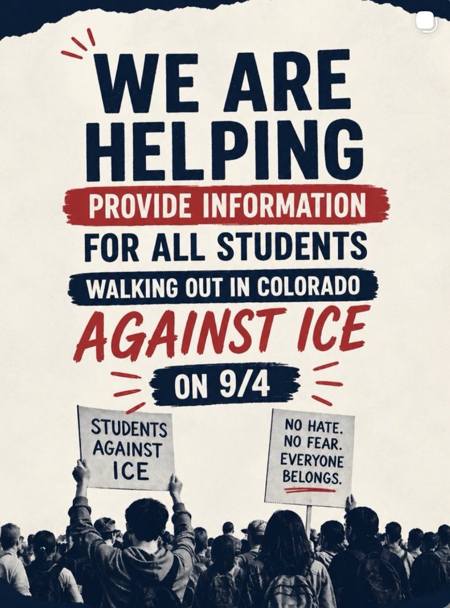 NizNellie3's tweet photo. 🚨  What happens when children are conditioned to protect illegals who may be violent predators? We’re finding out.

In January of 2026, communist and socialist groups mobilized more than 10,000 minors for anti-ICE walkouts. 

They supplied them with chants, signs, megaphones, and revolutionary messaging.

Our Department of Education was silent.

Nine months later, more than 200 schools across Colorado held walkouts yesterday, once again targeting ICE operations.

Our Department of Education is still silent.

But this is no longer January. These commies have refined their tactics, and what began as mobilization of minors is growing violent.

This progression should set off alarms in the Trump administration.

Communism, Socialism, and radical Islam all use confrontation and violence as instruments for advancing their objectives.

Our Department of Education was funded to the tune of $79 BILLION in January.

Their failure isn’t that children are protesting, but that it’s allowing the ideological mobilization and increasing violence to be normalized among kids… and all for the dangerous cause of protecting criminals.

@POTUS