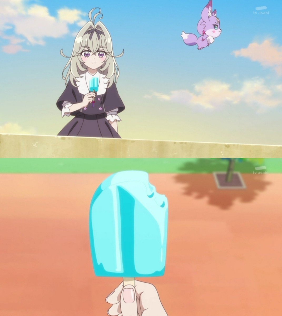 merusepi00q's tweet photo. そうか、(23話の件で)もうチュチュには行けなくなったんだ、かわいそう！

↓

コンビニで買える棒アイスで我慢してたのがくれあさんとよりを戻す事によりチュチュに居座りアイス爆食いマンと化してしまったるるかちゃん

#precure #たんプリ https://t.co/3q7UBrUzsN