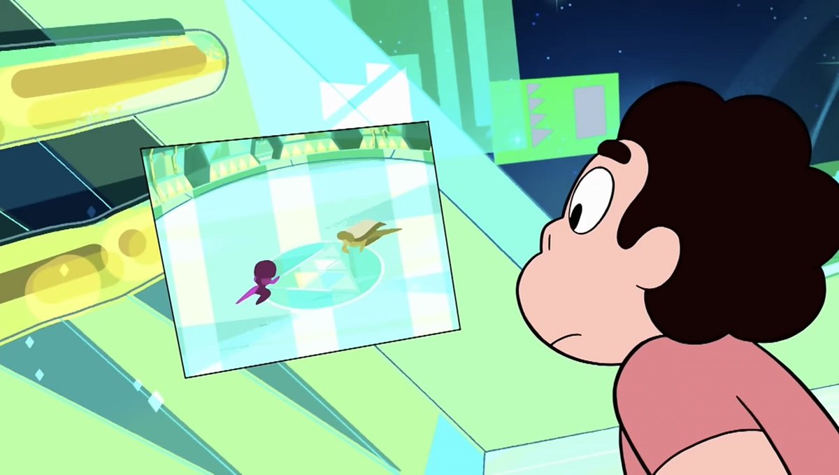 AdmFalouSteven's tweet photo. Você já reparou que em Steven Universo, praticamente TODAS as cenas são mostradas exclusivamente da perspectiva do Steven? Quase não existe alguma que esteja acontecendo enquanto o Steven não vê/está presente, incluindo episódios de flashback, pois são histórias contadas a ele. + https://t.co/g1MgxILDy7
