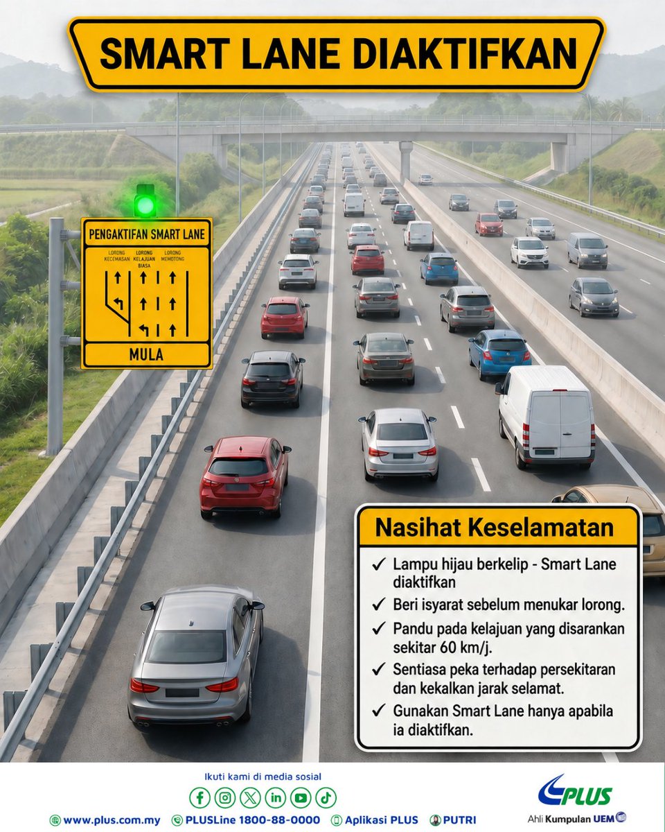 plustrafik's tweet photo. 7:41hrs Pengaktifan 'Smartlane' Km 151.4 - Km 146.4 arah Utara dari Bandar Cassia ke Juru. Lorong kecemasan boleh dilalui. Kenderaan ringan gunakan 'Smartlane'. Pandu berhati-hati. Harap maklum. @llminfotrafik https://t.co/C0fcIaADgR