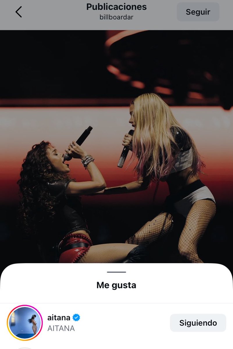 TINIData's tweet photo. Aitana dando like a las fotos del show de TINI en Mexico publicadas por Billboard Argentina https://t.co/lgU5mCmV8f