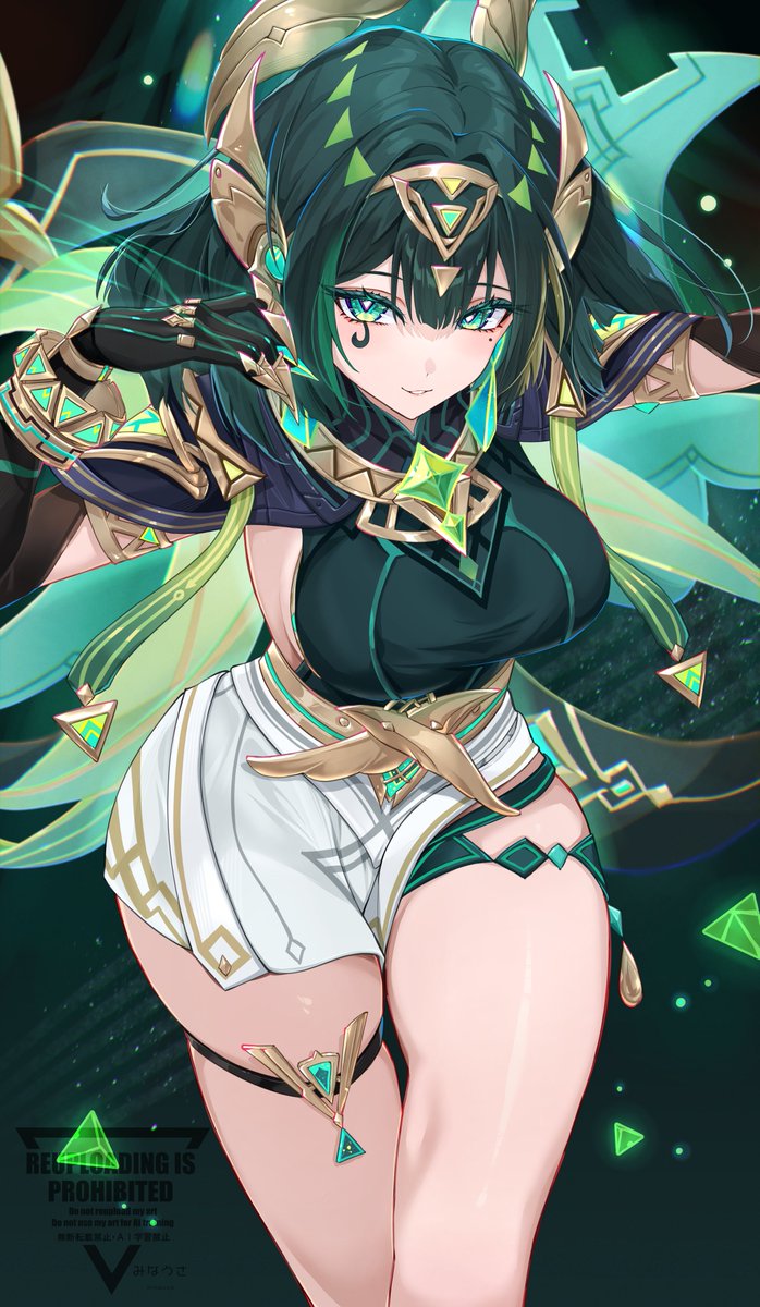 minausaaa's tweet photo. ポストを人気順に並べたらネフェルのイラストがいちばん上に来ました💚 https://t.co/Q6ijzD2x8G