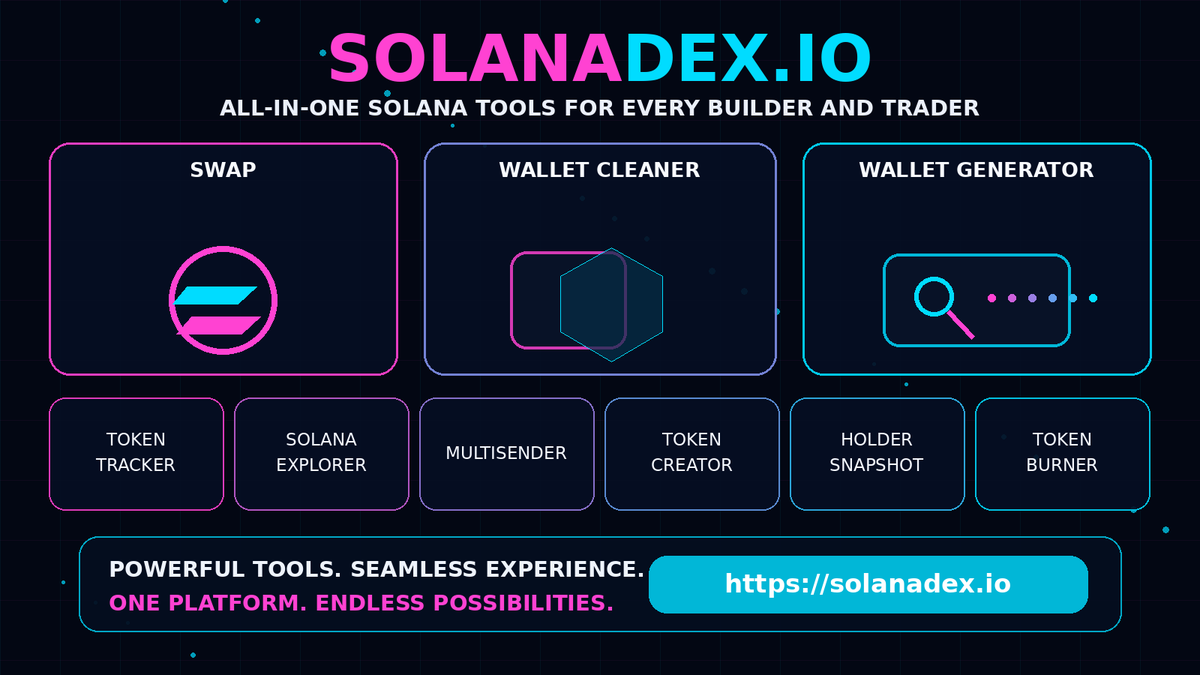 _SolanaDEX_'s tweet photo. Built for everyday Solana users.

Discover a focused set of Solana tools built for speed and simplicity.

See the tools: https://t.co/bskt5gCM3g

#SDEX #Solana #Web3 https://t.co/mvM0RTEyFa
