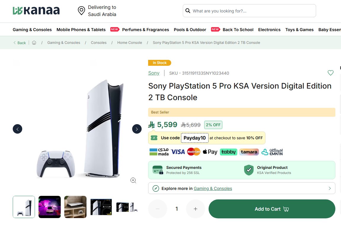 amjadhasan's tweet photo. This is Daylight Robbery A Retailer Upselling openly for a PS5 Pro.. @thekanaaonline are you Serious ?

Hey Sony is this the new normal Price for PS5 Pro in Saudi Arabia ?
@PlayStation  @PlayStationSA  @Sony_ksa  @Sony https://t.co/jM9P7osA5J