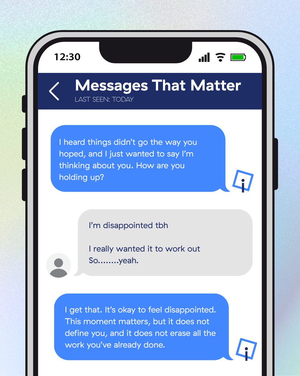 iMentor's tweet photo. 🚇 A reminder that support matters most in the hard moments too.
A caring message can help a student feel less alone after a setback. 

Use this as a model for showing up with empathy before jumping straight into problem-solving!

#MessagesThatMatter #iMentor #mentorshipmatters https://t.co/KFHWTESBfE