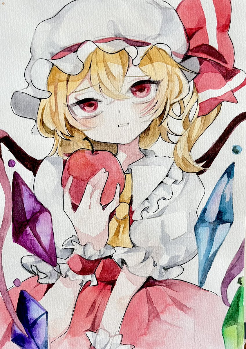 Ringoyarou's tweet photo. リンゴが食べたくなりました。
#東方project
#アナログイラスト
#フランドール・スカーレット https://t.co/sQFgI1yHIH