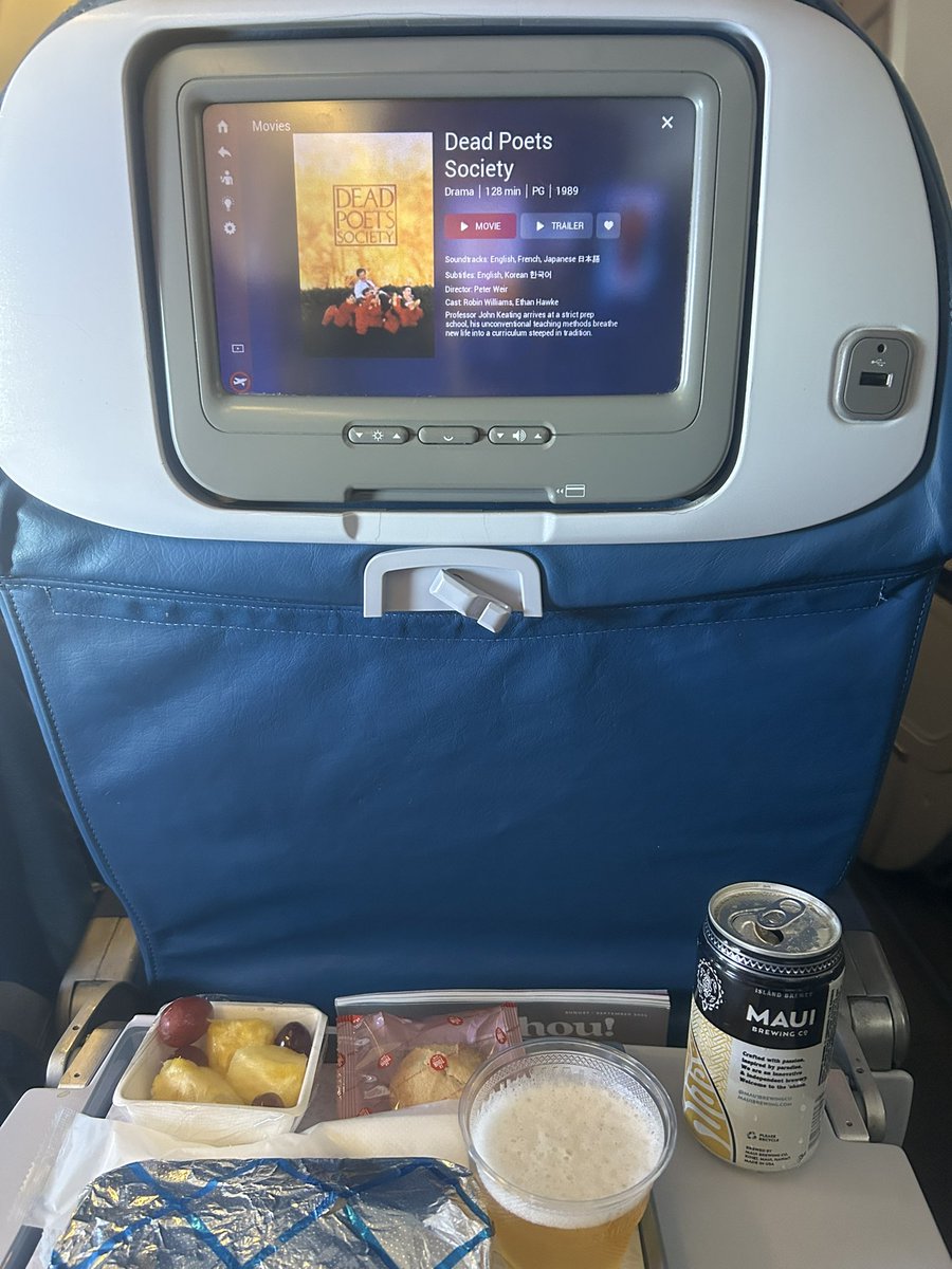 lasersinmyface's tweet photo. On my way to go #abroad. Thinking about my second to last female associate, fuck she was solid. Blonde ripper. Asian pork, rice, Maui lager, dead poet society. https://t.co/9cMpkri9nj