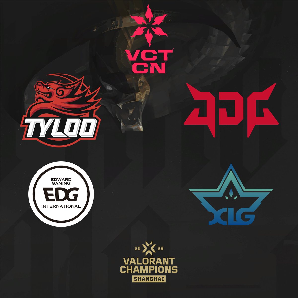 VALORANTLeaksEN's tweet photo. CHAMPIONS 2026: SHANGHAI QUALIFIED TEAMS! // #VALORANT 

VCT EMEA

1- Karmine Corp
2- Team Liquid
3- FUT Esports
4- Team Vitality

VCT AMERICAS

1- 100 Thieves
2- LOUD
3- G2 Esports
4- NRG

VCT CN

1- TYLOO
2- JD Gaming
3- EDward Gaming
4- XLG Esports

VCT PACIFIC

1- NS RedForce
2- Global Esports
3- Paper Rex
4- T1