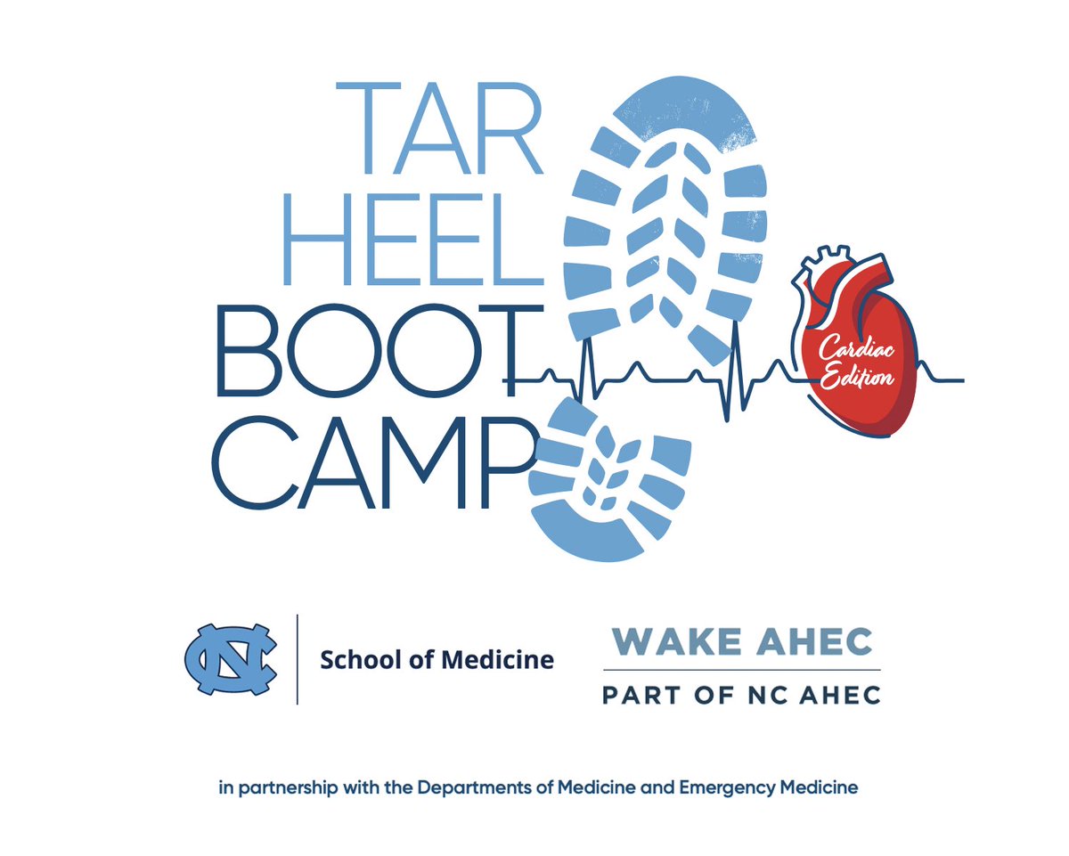 UNC_SOM's tweet photo. Registration is now open for Tar Heel Boot Camp: Cardiac Edition! Join us Oct. 10, 2026, at Roper Hall @UNCSOM for an intensive one-day conference covering EKG Essentials &amp; POCUS Fundamentals for acute/critical care clinicians.

Learn more &amp; register: https://t.co/zI5d0cHKfY https://t.co/XJE292ECVP