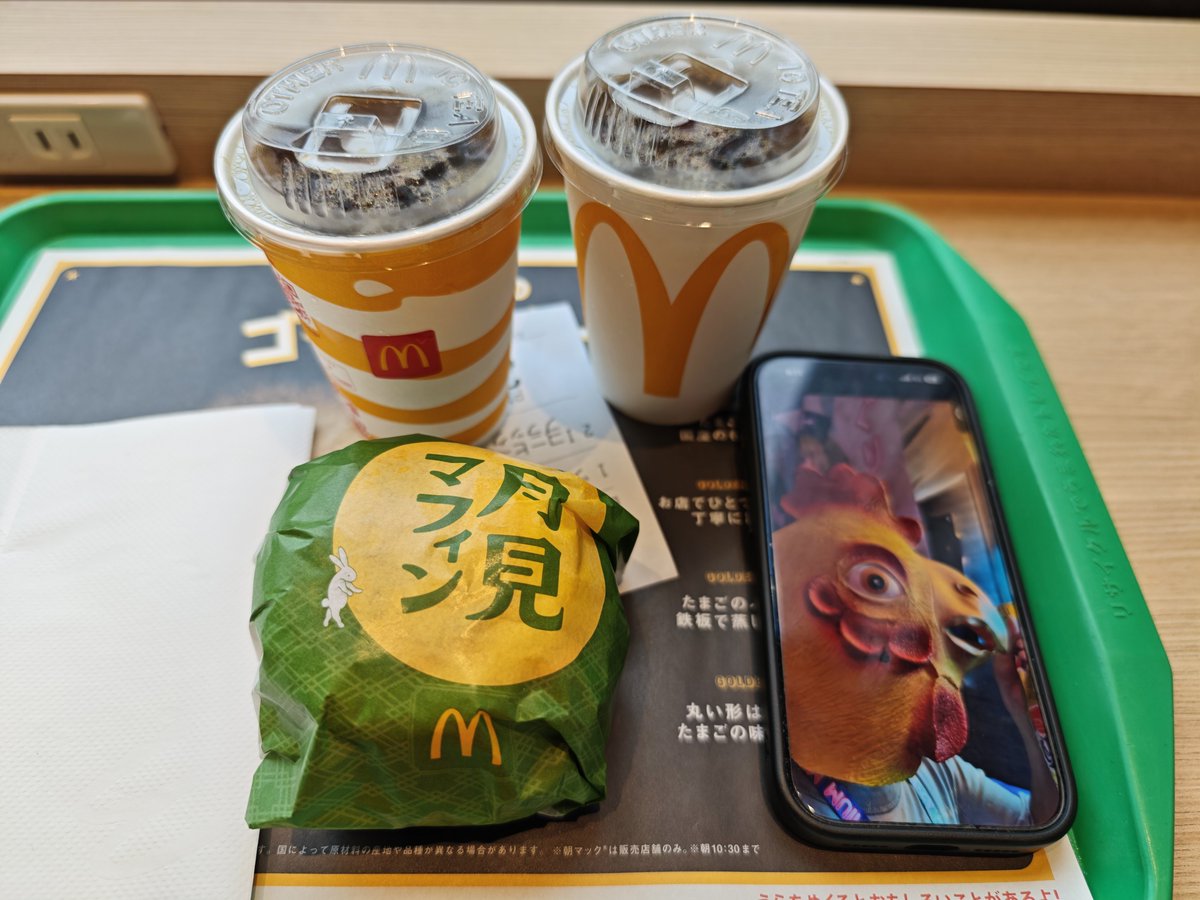 Uwasanotoshi's tweet photo. 雨の日の日曜日
朝マックで朝食を済ませる鶏🐔 https://t.co/P7pt4cxFWr