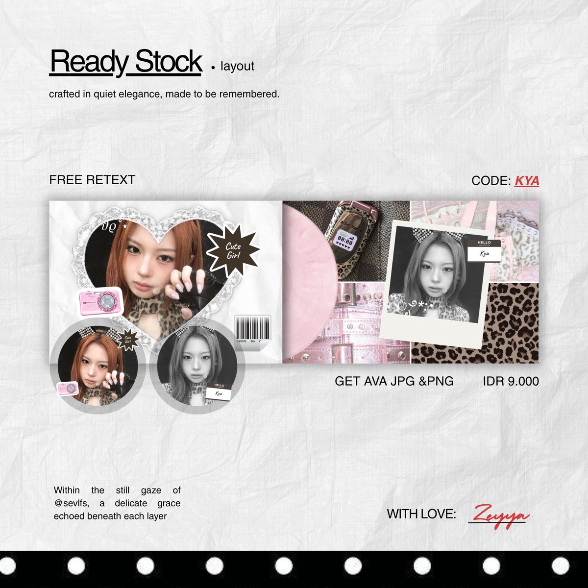 sevlfs's tweet photo. pagiyyy! boleh minta tolong repost/rt nyaa? makasii banyakk🤍   

aku membawa layout ready stock gg (kya, wonyoung, haum, dan yuha) yang bisa dibawa pulang melalui dm/tele aku sekarang! price 9.000/each dan payment by QRIS yaa^^    

#bealanja https://t.co/Fl9CB82yMp