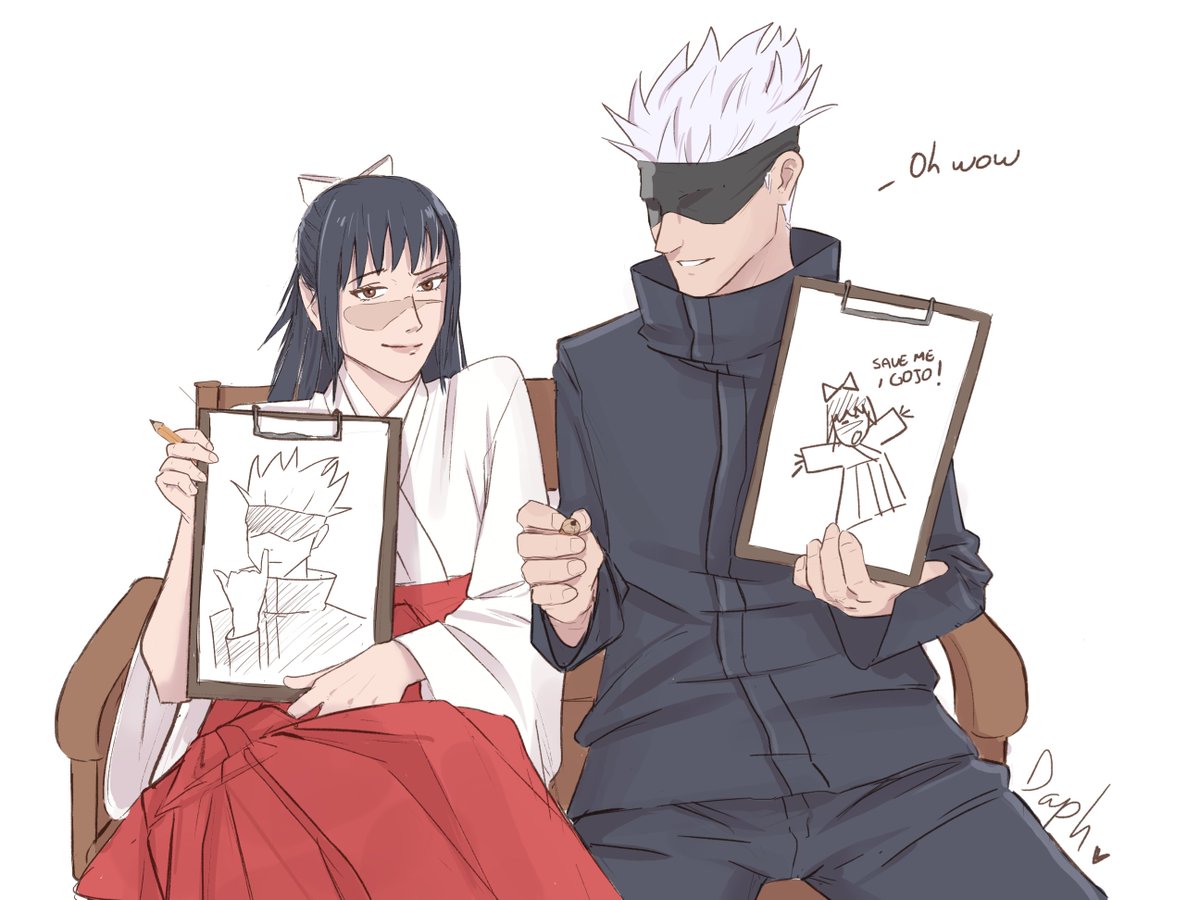 nejisunflower's tweet photo. Utahime's artistic talents never fail to astonish Gojo 💙❤️ #gojohime #五歌 https://t.co/yXXWE0lKon
