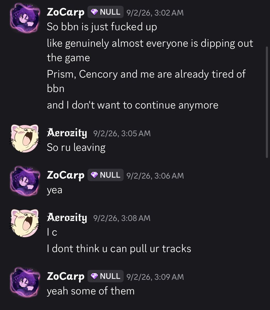 IamAerozity's tweet photo. one thing i'm really pissed About is the fact that ZoCarp lied to me about a lot of things regarding Bite By Night. He brought up how some devs were leaving which wasn't true and caused a chain of people leaving for what ??

#bitebynight https://t.co/ZJppJq2o6q