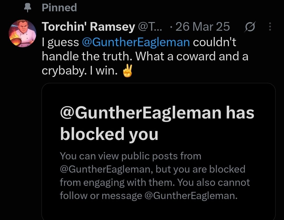 TorchinRamsey's tweet photo. @cuntereaglemen He blocked me a while back when I asked him why he was fired as a cop in Texas after only three years on the job. https://t.co/RI0P3Sj7tZ