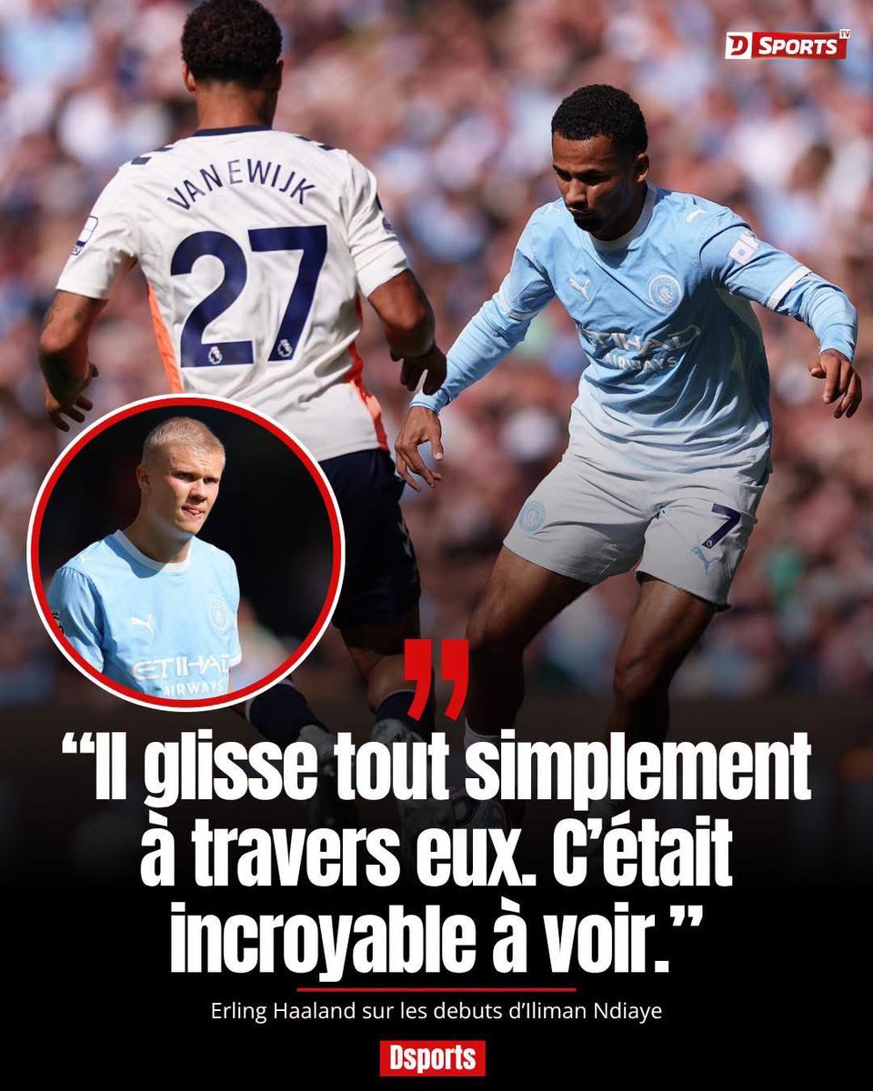AhmadouOumarBA1's tweet photo. Erling Haaland 🇳🇴 totalement sous le charme de la magie d'Iliman Ndiaye ! 😍🇳🇴🇸🇳
Interrogé sur l’attaquant sénégalais, le cyborg de Manchester City n'a pas caché son admiration pour la qualité technique et les feintes dévastatrices du Lion. 🥹🔥
#TEAM_AMDBA https://t.co/OuPoR6yUk5